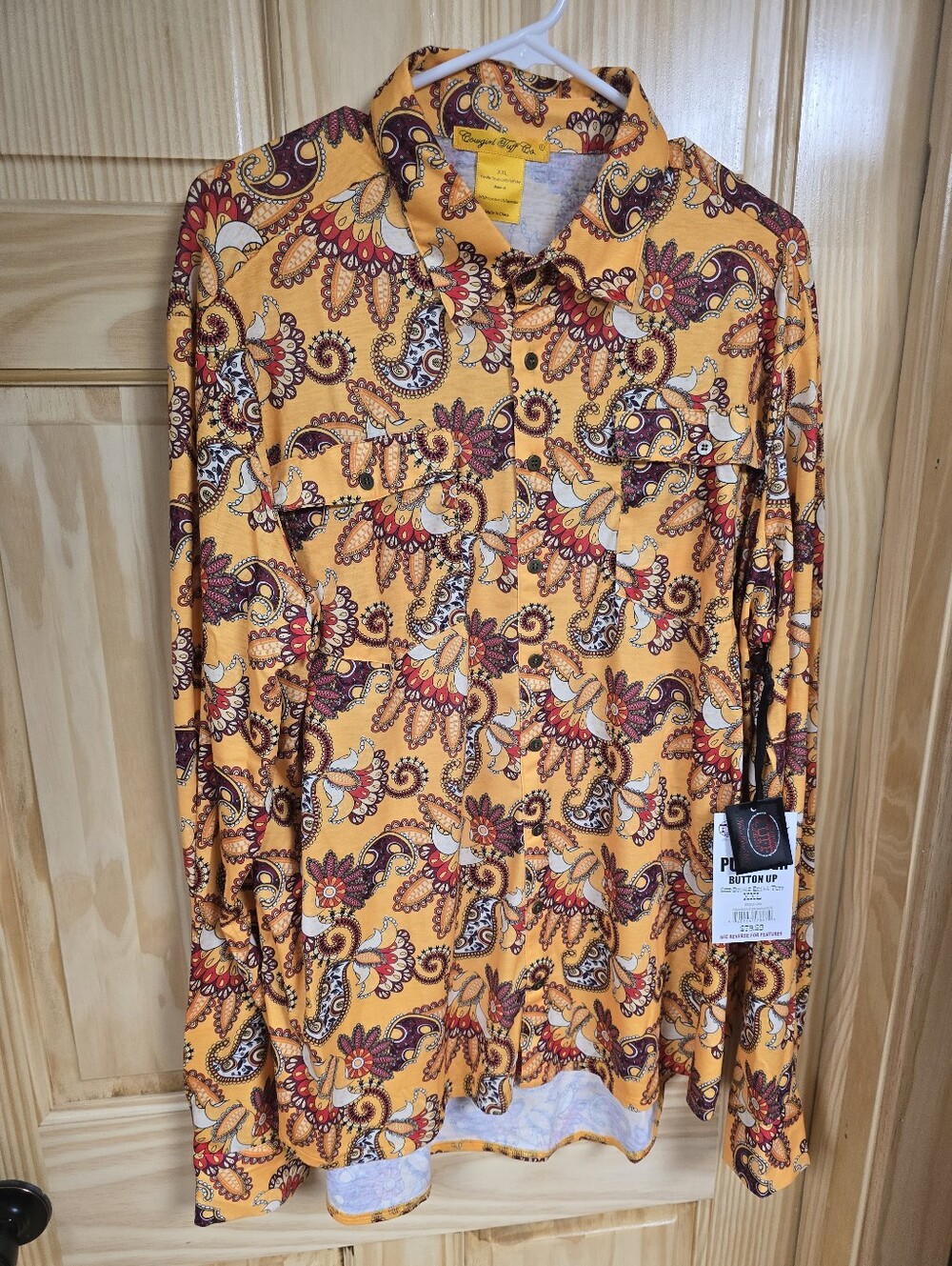 Orange Paisley Button-Up Shirt